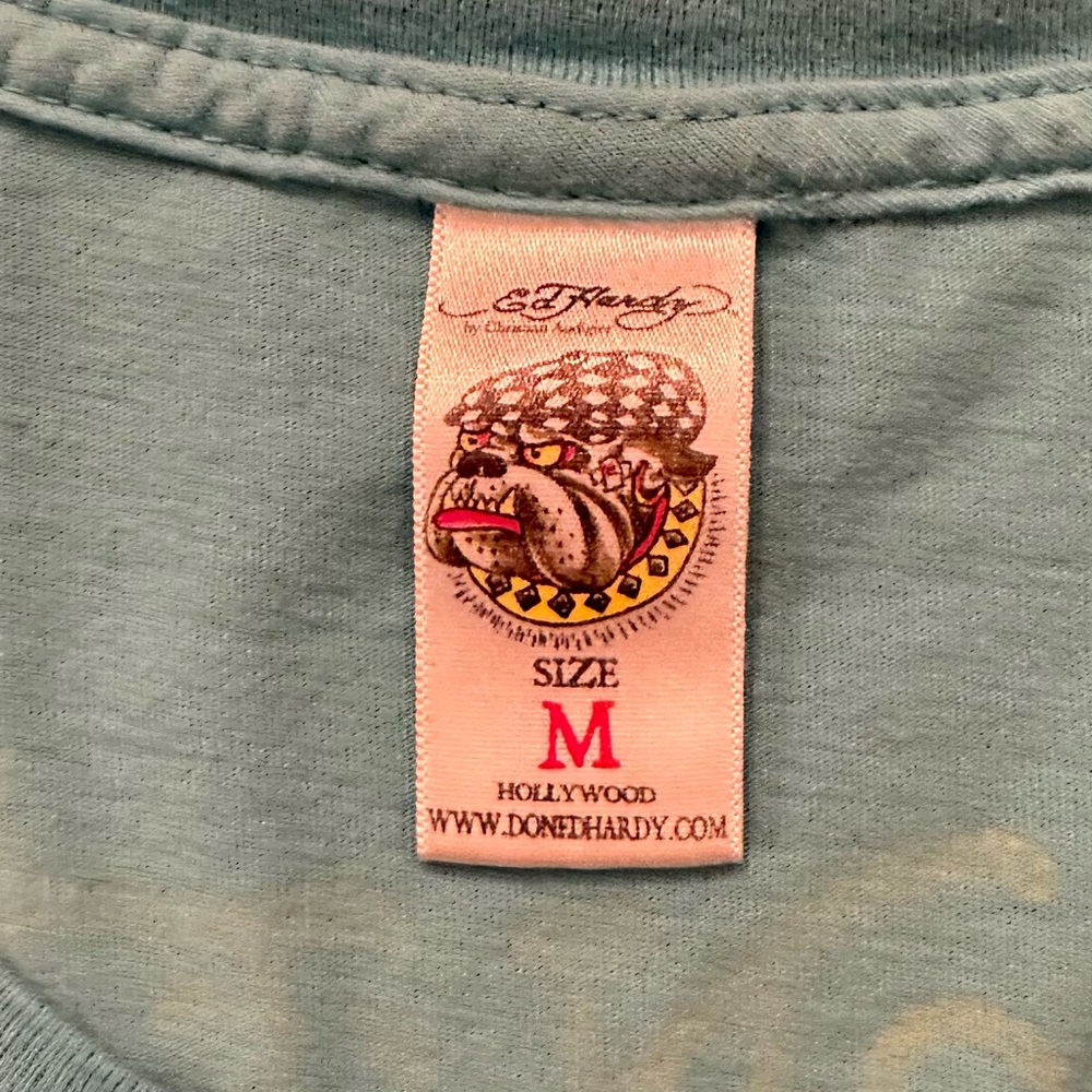 Vintage Ed Hardy Skeleton Riding Motorcycle Long Tee Size M - Picture 4 of 8